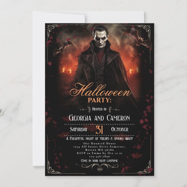 Spooky Dracula Halloween Party Invitation (Front)