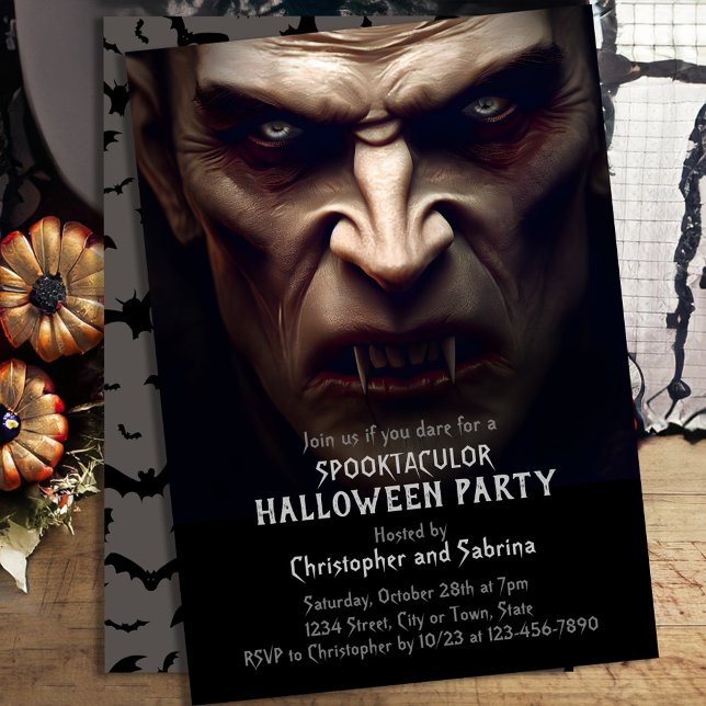 Spooky Dracula Halloween Party Invitation (Creator Uploaded)