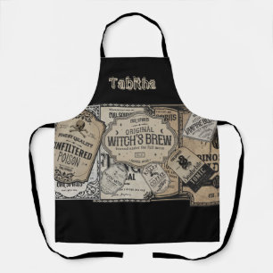 Spooky Drinks Labels Halloween, Witch Wizard Apron