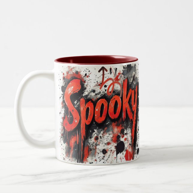 Spooky Drip Halloween Mug-Red Interior Two-Tone Coffee Mug (Left)