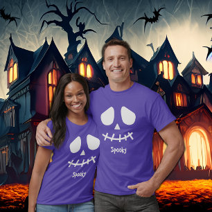 Spooky Dual White Face Front and Back Halloween T-Shirt