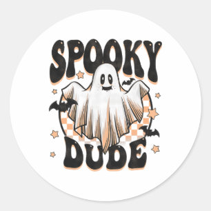 Spooky Dude Groovy Ghost Halloween Costume Kids Bo Classic Round Sticker