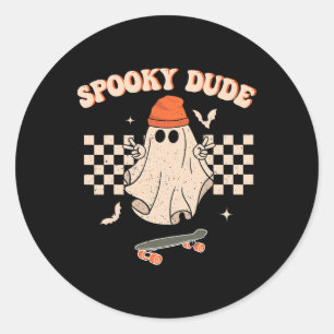 Spooky Dude Toddler Retro Groovy Hippie Halloween Classic Round Sticker
