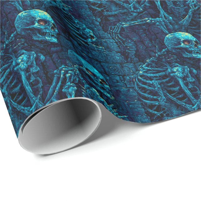 Spooky Dungeon Skeleton D&D Undead Wrapping Paper (Roll Corner)