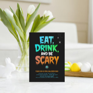 Spooky 'Eat Drink and Be Scary' Halloween Party Postcard