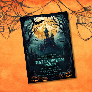Spooky eerie moonlit haunted dark night Halloween Invitation