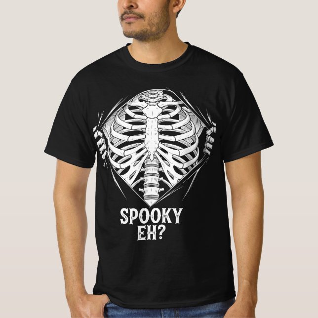 Spooky Eh? Skeleton Halloween Design T-Shirt (Front)