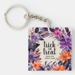 Spooky Elegance Halloween Floral Wreath Collection Key Ring