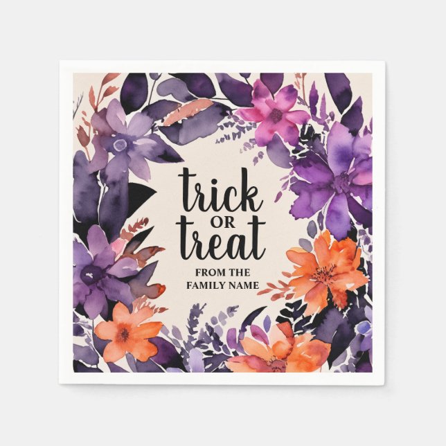 Spooky Elegance Halloween Floral Wreath Collection Napkin (Front)