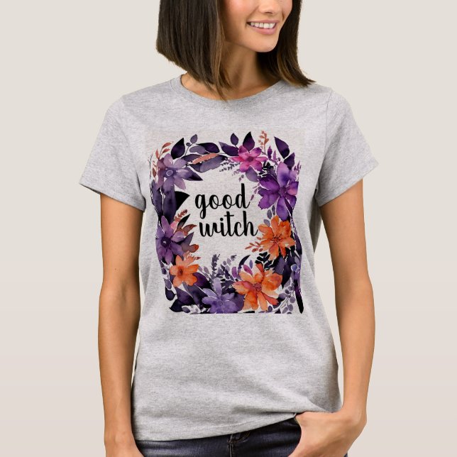 Spooky Elegance Halloween Floral Wreath Collection T-Shirt (Front)