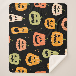 Spooky Elegance: Halloween Pumpkin Art Sherpa Blanket