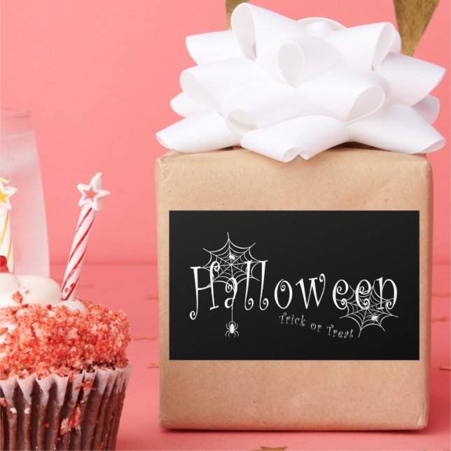 Spooky Elegance: Halloween Spider Web Design Rectangular Sticker (Party)