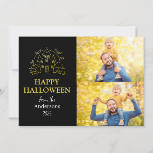 Spooky Elegant Halloween Family Two Photo Holiday Card