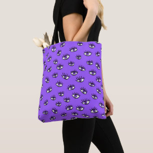 Spooky Evil Eyes Purple Halloween Tote Bag