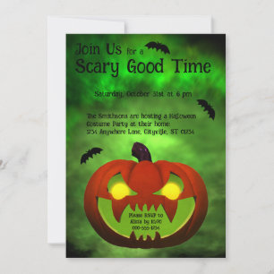 Spooky Evil Halloween Pumpkin Invitation