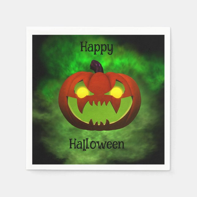 Spooky Evil Halloween Pumpkin Napkin (Front)