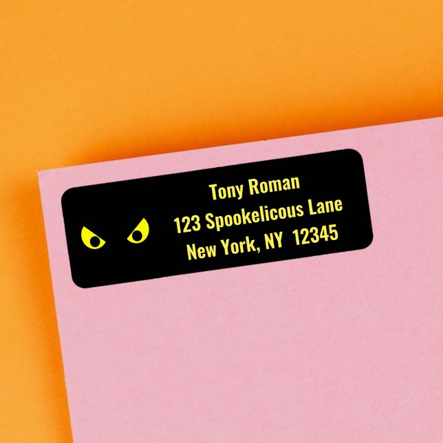Spooky Evil Yellow Halloween Eyes Return Address Label (Creator Uploaded)