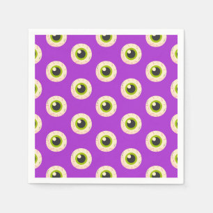Spooky Eyeball Pattern on Purple Halloween Party  Napkin