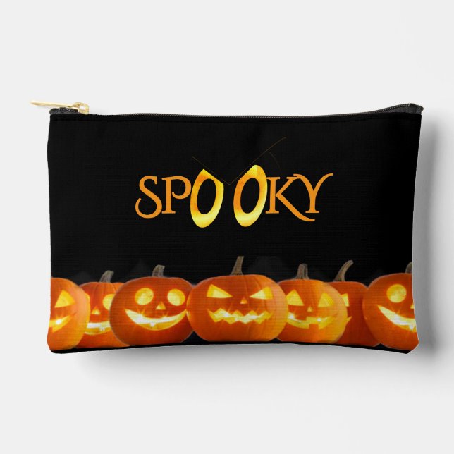 Spooky Eyes and Glowing Pumpkins Accessory Pouch (Front)