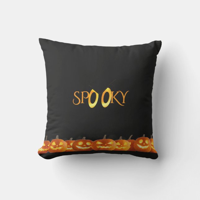 Spooky Eyes and Pumpkins Cushion (Front)
