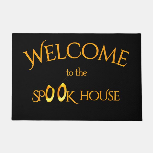Spooky Eyes Cartoon w Monogram Doormat (Front)