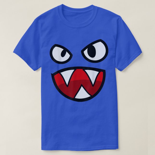 Spooky Face , Scary Angry Face Pointy Teeth  T-Shirt (Design Front)