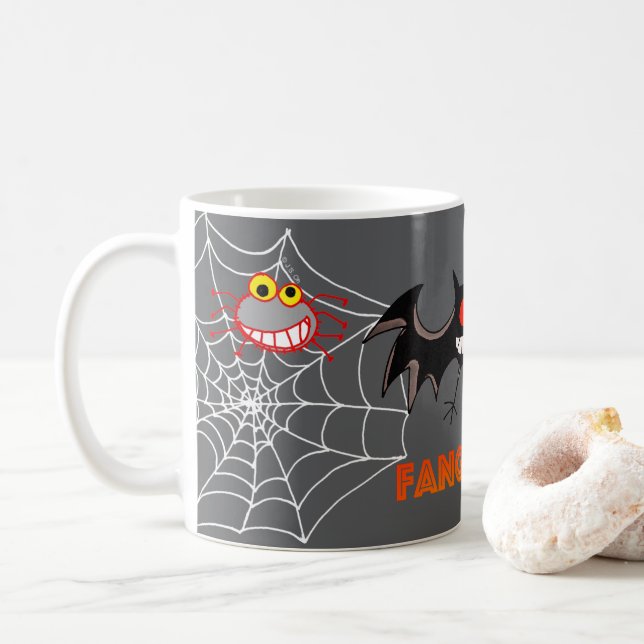 Spooky Fangtastic Halloween Party Coffee Mug (With Donut)
