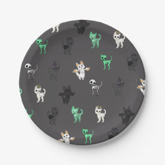 Spooky Felines Happy Halloween  Paper Plate