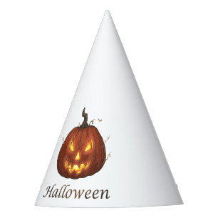 Spooky Fiery Jack-o'-Lantern Halloween Pumpkin Party Hat