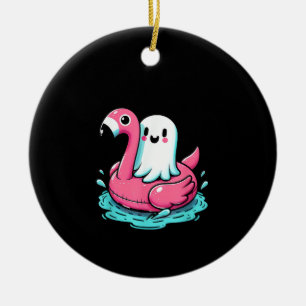 Spooky Flamingo Funny Spooky Summer Summerween Ceramic Ornament