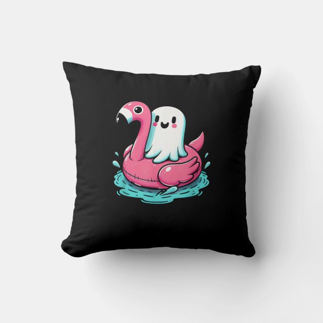 Spooky Flamingo Funny Spooky Summer Summerween Cushion (Front)