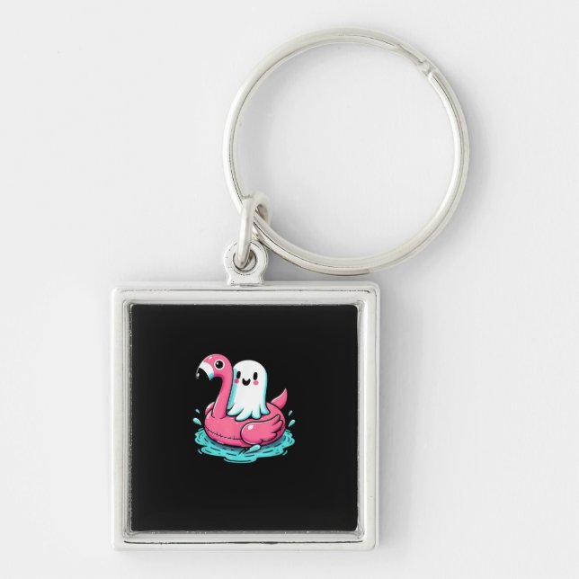 Spooky Flamingo Funny Spooky Summer Summerween Key Ring (Front)