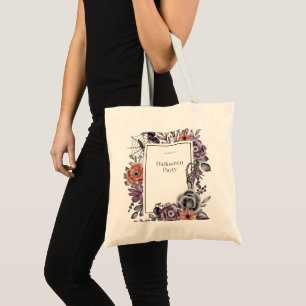Spooky Floral Halloween Birthday Party Card Tote Bag