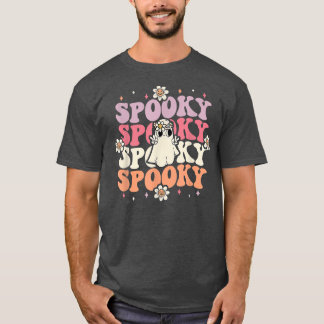 Spooky Floral Retro Groovy Ghost Halloween Costume T-Shirt