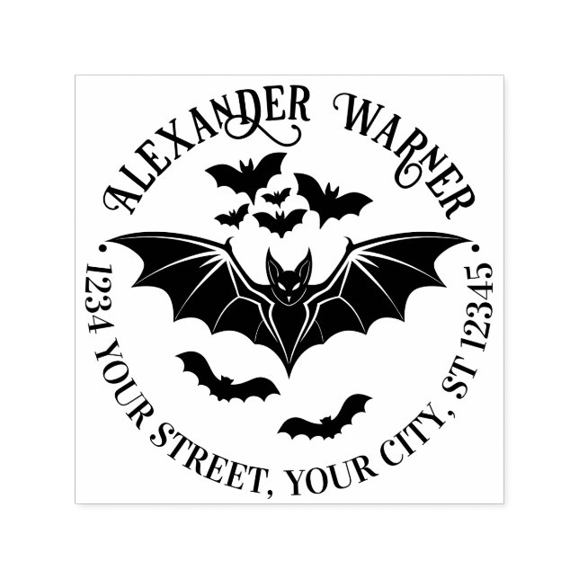 Spooky Flying Bats Name Return Address  Self-inking Stamp (Design)