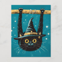 Spooky Flying Black Cat Witch