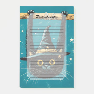 Spooky Flying Black Cat Witch Post-it Notes
