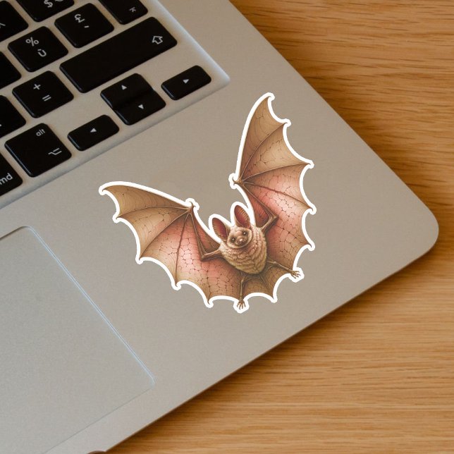 Spooky Flying Orange Glowing Bat Wings Spread (Spooky flying glowing burnt orange bat on vinyl sticker for Halloween.)