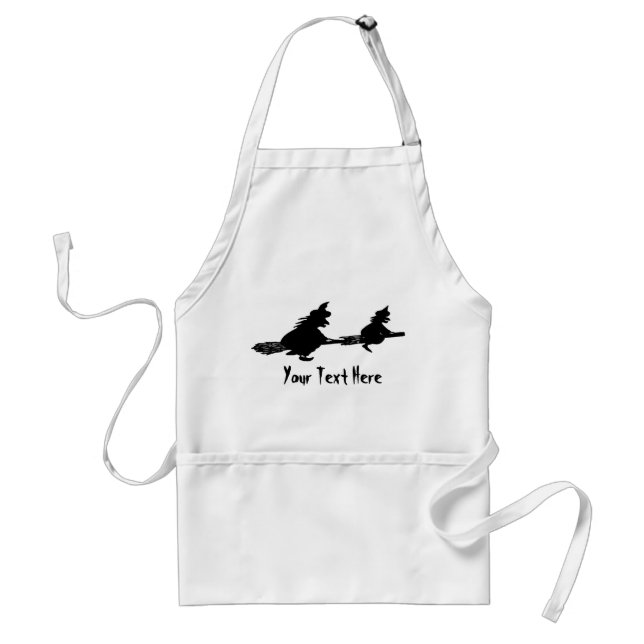 spooky flying witches on broomsticks halloween standard apron (Front)