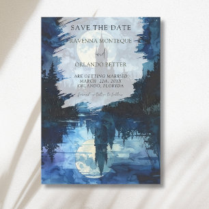 Spooky Forest Castle Moonlake Romance Wedding Save The Date