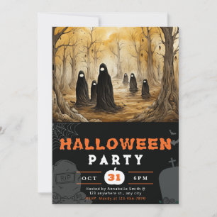 Spooky Forest Cloaks Scary People Halloween Invitation