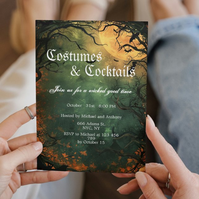 Spooky Forest Costumes And Cocktails Halloween  Invitation (Creator Uploaded)