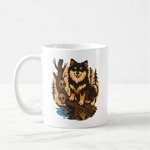 Spooky Forest Dog with Skulls Horror Art Coffee Mug