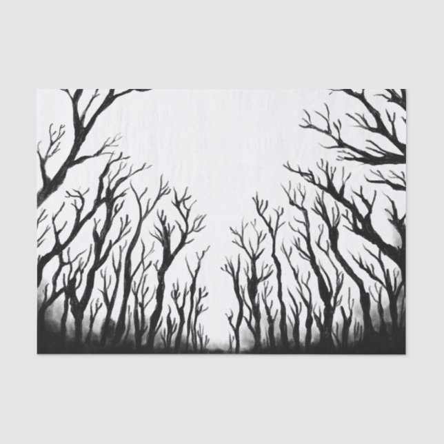 Spooky forest scary trees dark shadows decoupage tissue paper (Front)