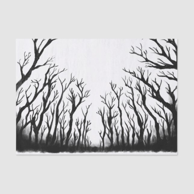 Spooky forest scary trees dark shadows decoupage tissue paper (Front)