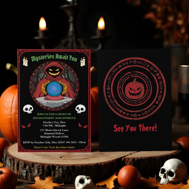 Spooky Fortune Teller Fantasy Gothic Halloween Invitation (Creator Uploaded)