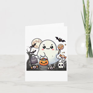 Spooky Friends Cute Halloween Ghost Pumpkin Moon  Card