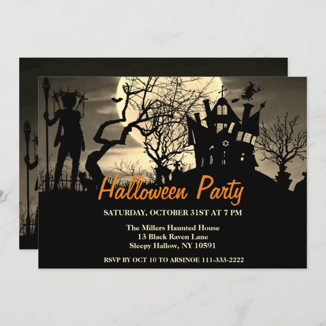 Spooky Full Moon Halloween Party Invitation (Front/Back)