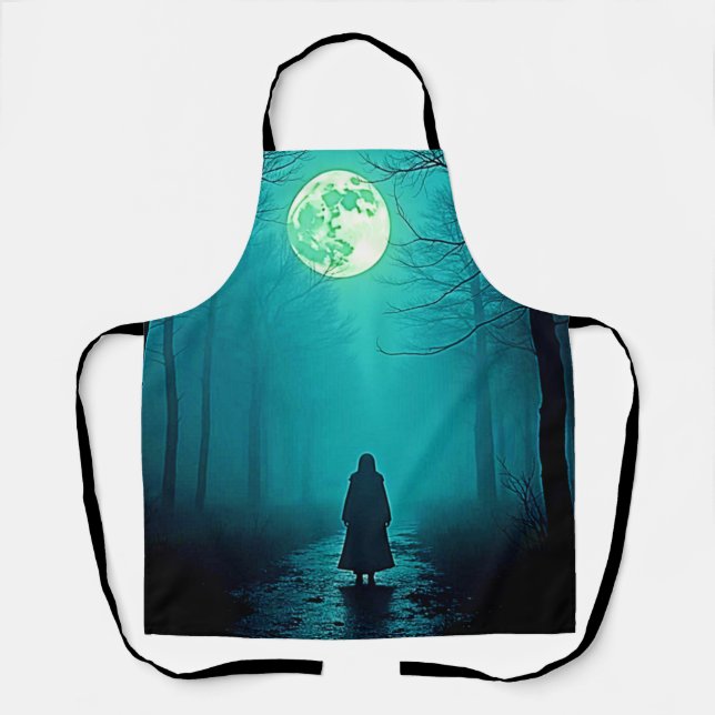 Spooky Full Moon Night Design Apron (Front)