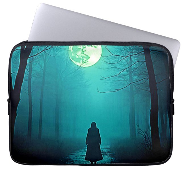 Spooky Full Moon Night Design Laptop Sleeve (Front)